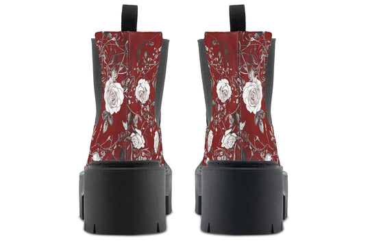 Red Rose Romance Platform Chelsea Boots