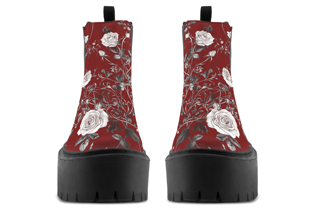 Red Rose Romance Platform Chelsea Boots