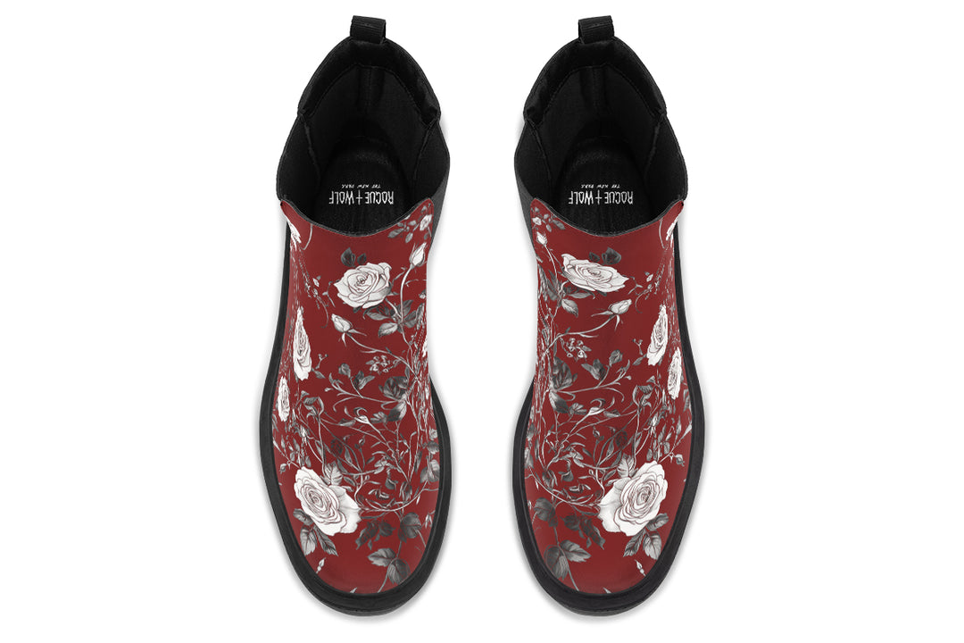 Red Rose Romance Platform Chelsea Boots