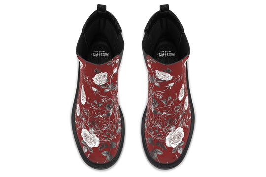 Red Rose Romance Platform Chelsea Boots