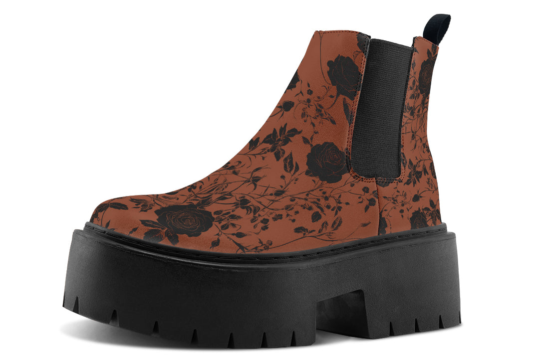Rust Rose Romance Platform Chelsea Boots