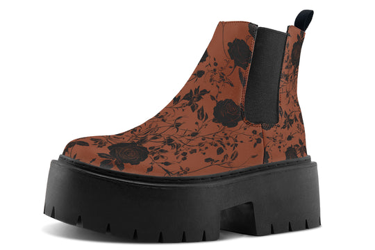 Rust Rose Romance Platform Chelsea Boots