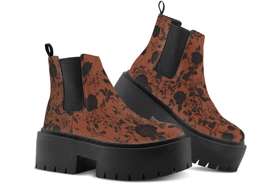 Rust Rose Romance Platform Chelsea Boots