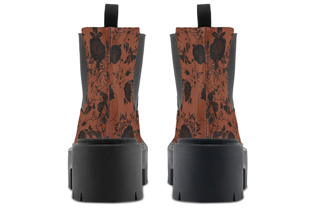 Rust Rose Romance Platform Chelsea Boots