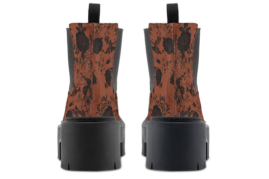 Rust Rose Romance Platform Chelsea Boots