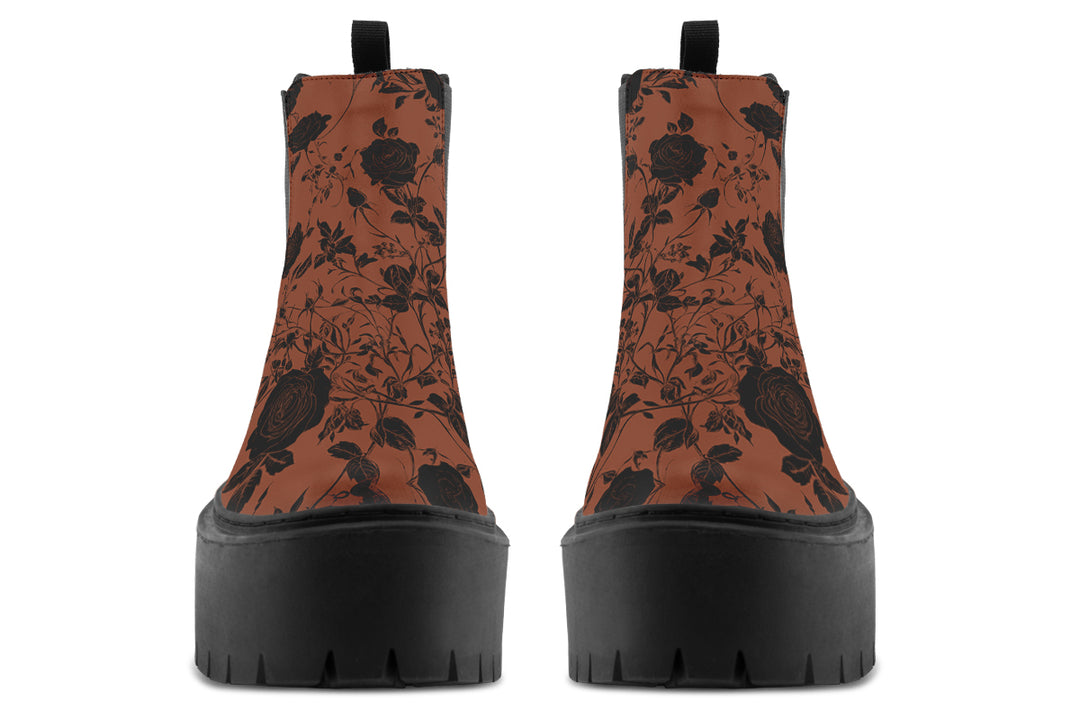 Rust Rose Romance Platform Chelsea Boots