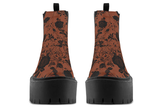 Rust Rose Romance Platform Chelsea Boots