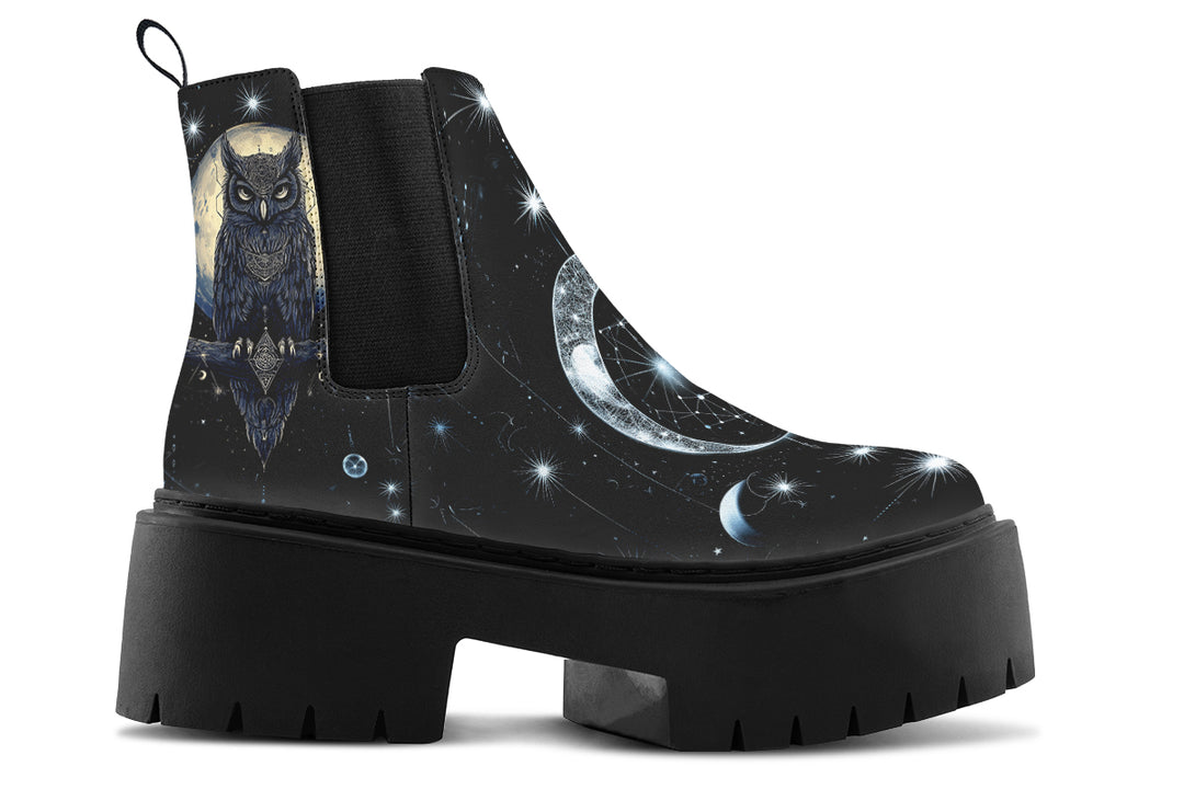 Sage Owl Platform Chelsea Boots