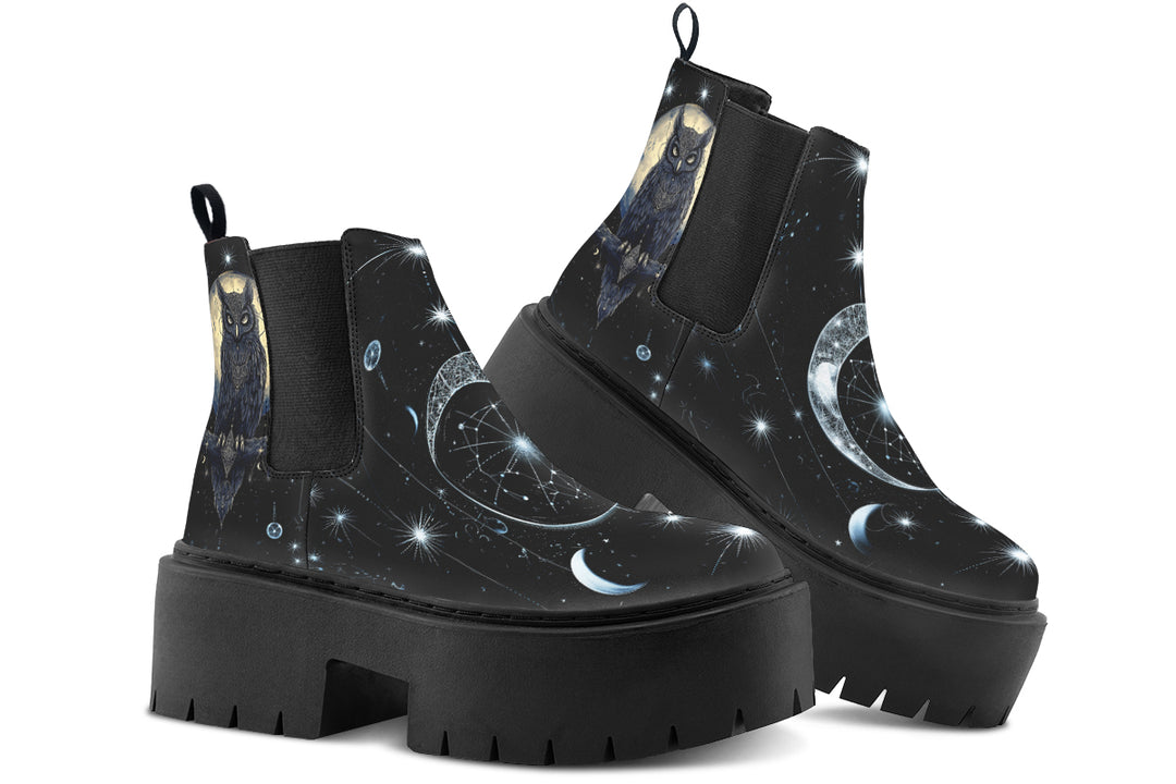 Sage Owl Platform Chelsea Boots