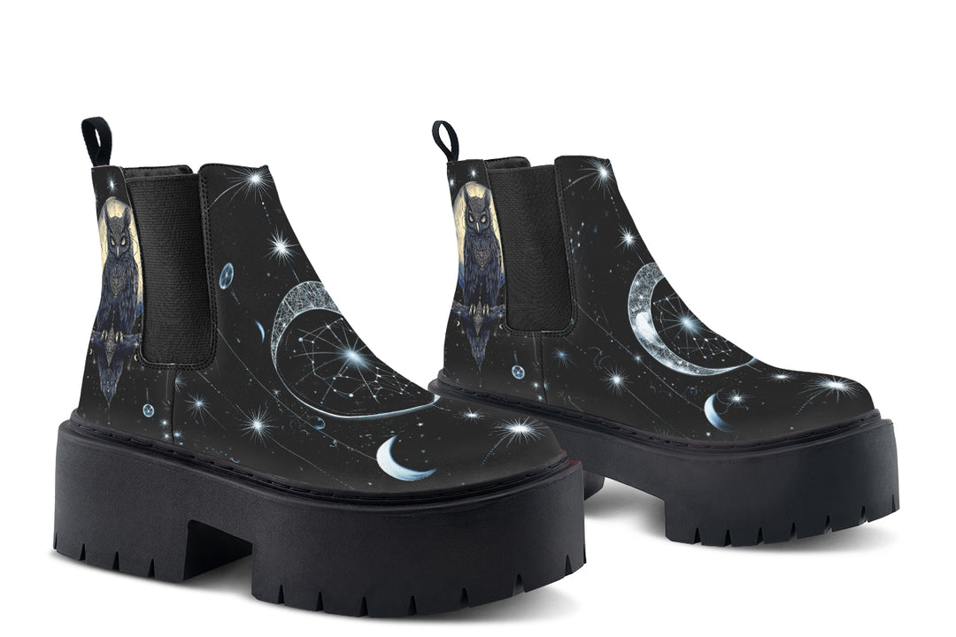 Sage Owl Platform Chelsea Boots