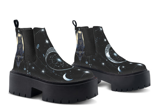 Sage Owl Platform Chelsea Boots