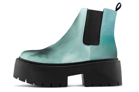 Smoke Emerald Platform Chelsea Boots
