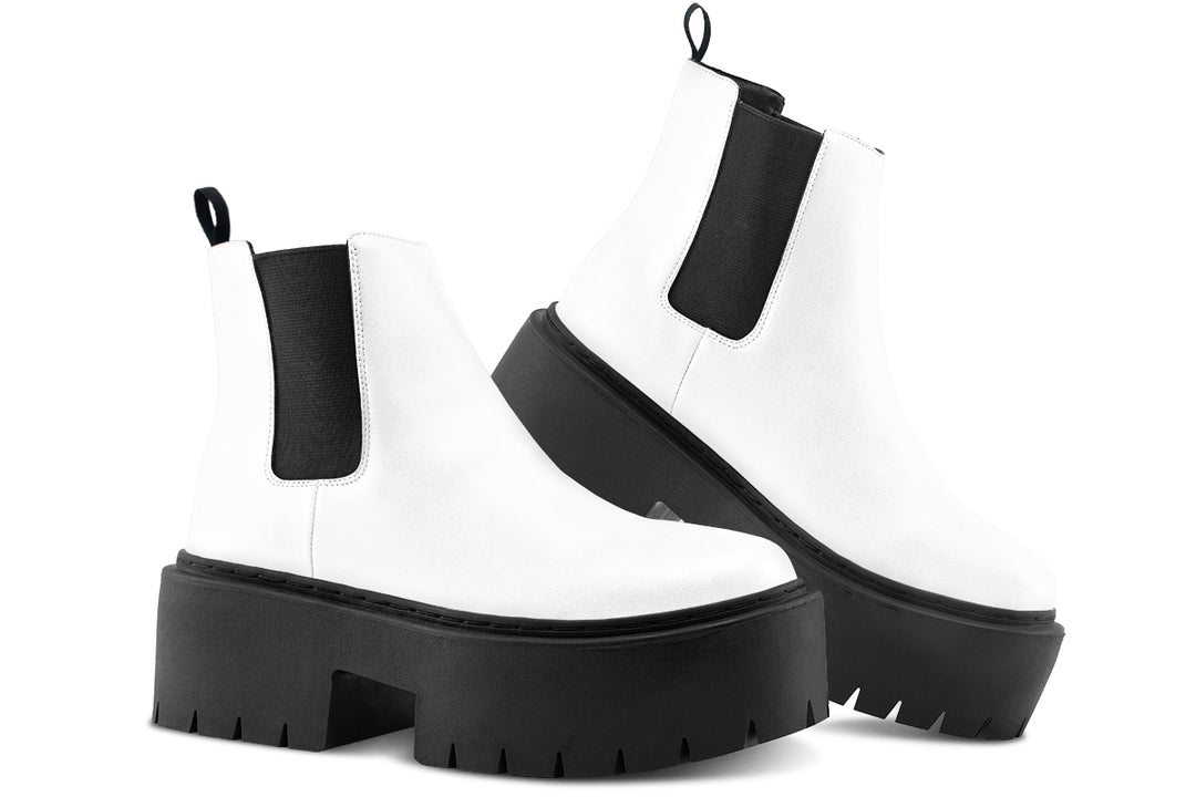 Snow White Platform Chelsea Boots