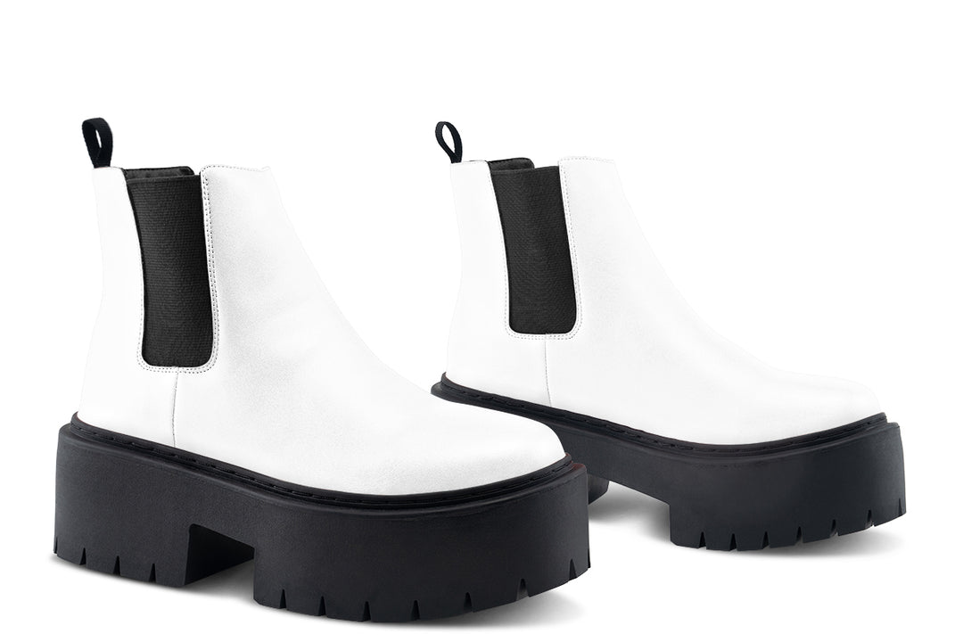 Snow White Platform Chelsea Boots