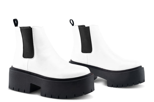 Snow White Platform Chelsea Boots