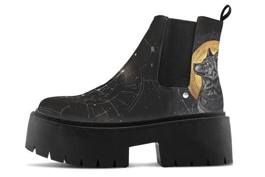 Starlit Wolf Platform Chelsea Boots