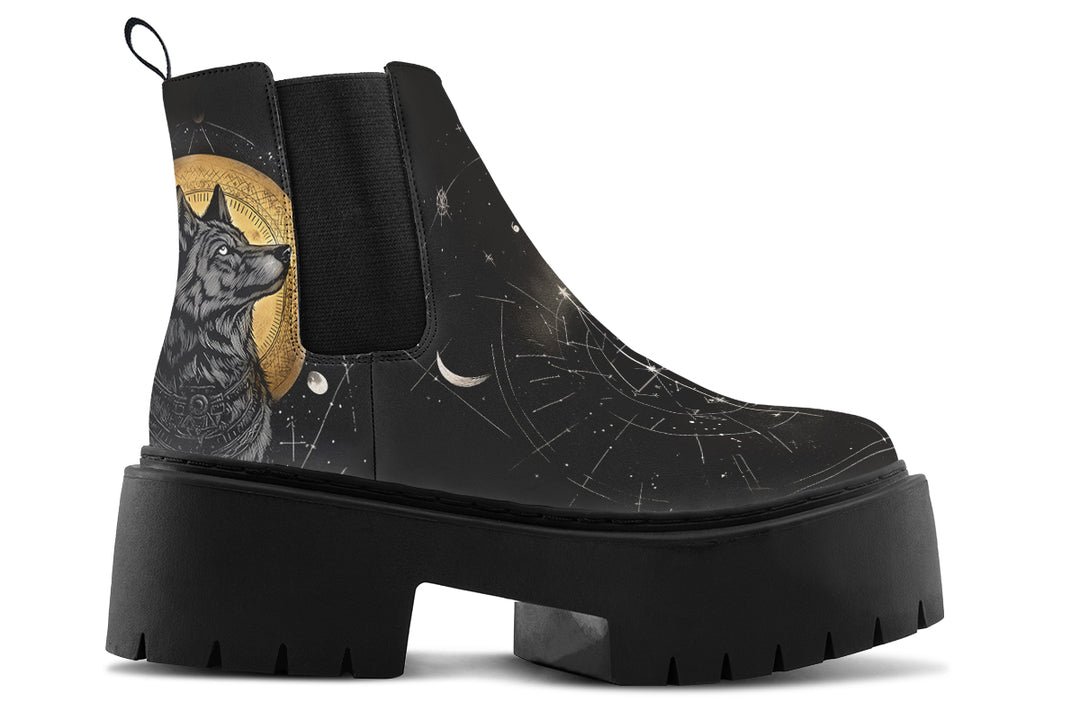 Starlit Wolf Platform Chelsea Boots