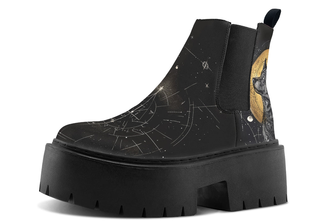 Starlit Wolf Platform Chelsea Boots