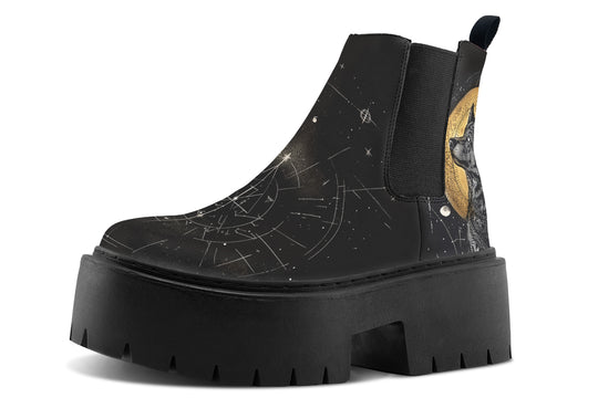 Starlit Wolf Platform Chelsea Boots