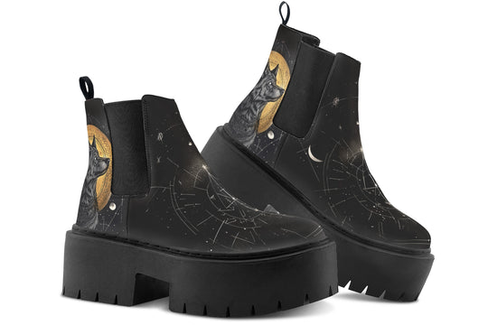 Starlit Wolf Platform Chelsea Boots