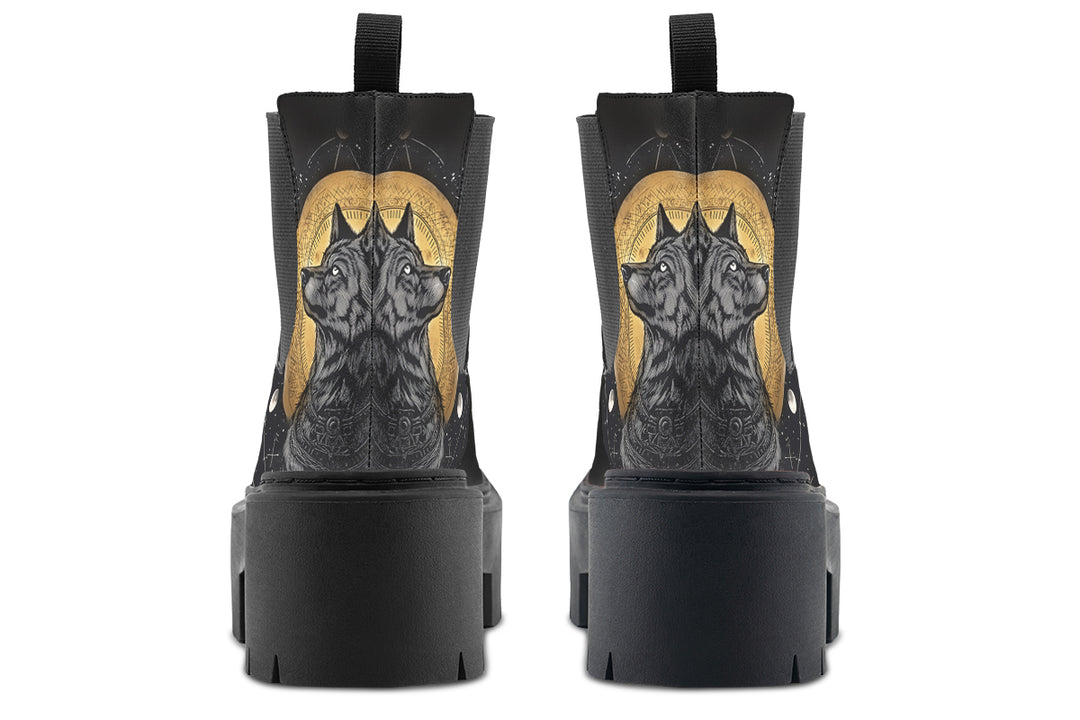 Starlit Wolf Platform Chelsea Boots