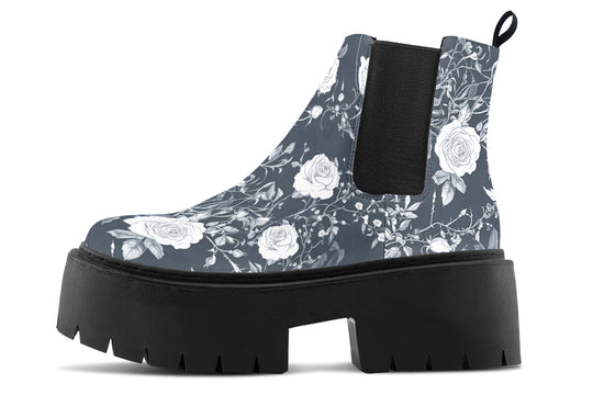 Steel Rose Romance Platform Chelsea Boots