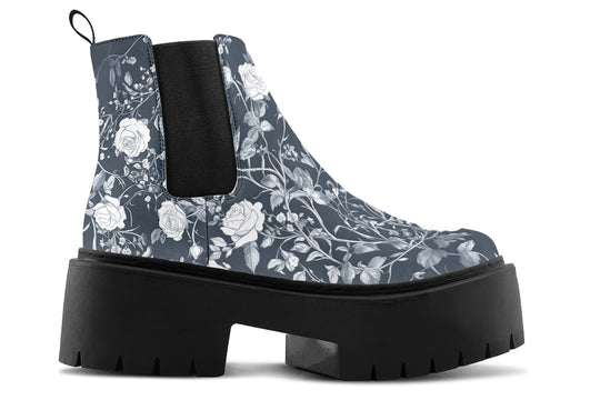 Steel Rose Romance Platform Chelsea Boots