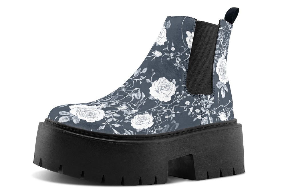 Steel Rose Romance Platform Chelsea Boots