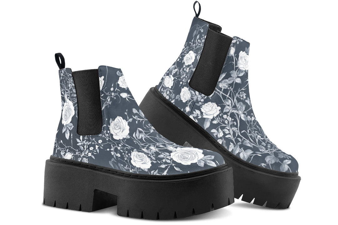 Steel Rose Romance Platform Chelsea Boots