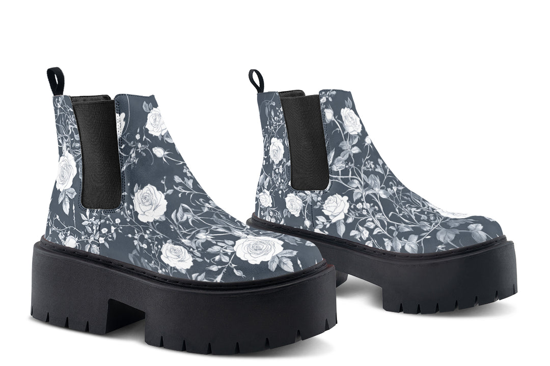 Steel Rose Romance Platform Chelsea Boots