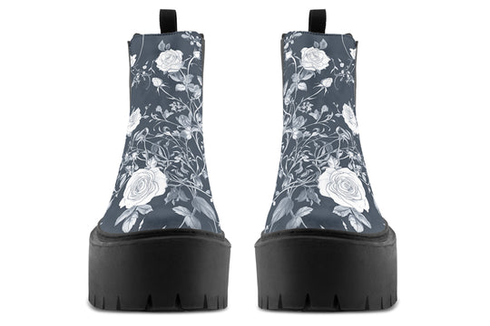Steel Rose Romance Platform Chelsea Boots