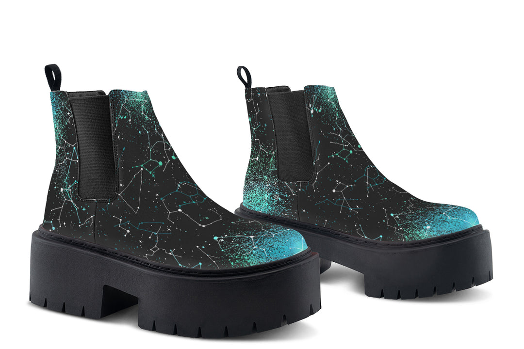 Teal Aurora Platform Chelsea Boots