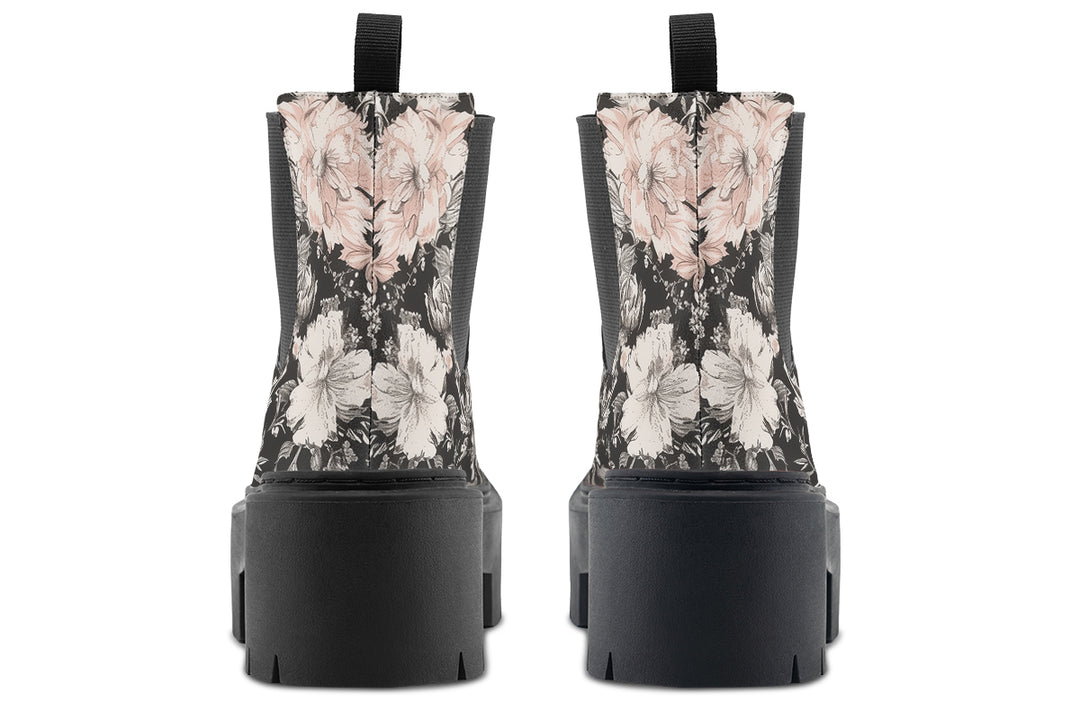 Vintage Peonies Platform Chelsea Boots