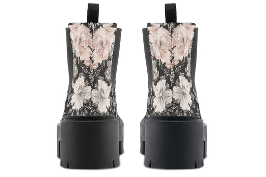Vintage Peonies Platform Chelsea Boots