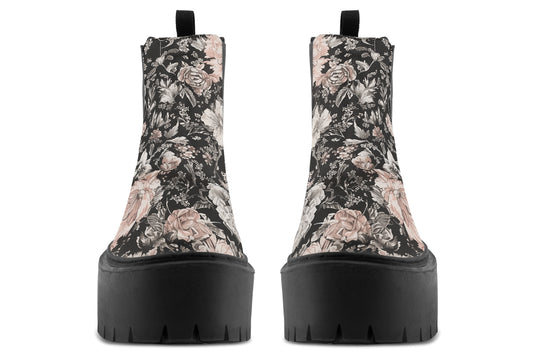 Vintage Peonies Platform Chelsea Boots