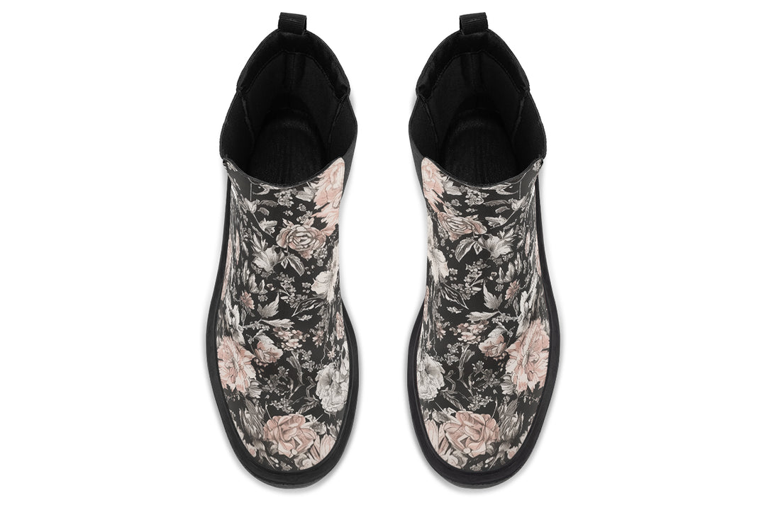 Vintage Peonies Platform Chelsea Boots