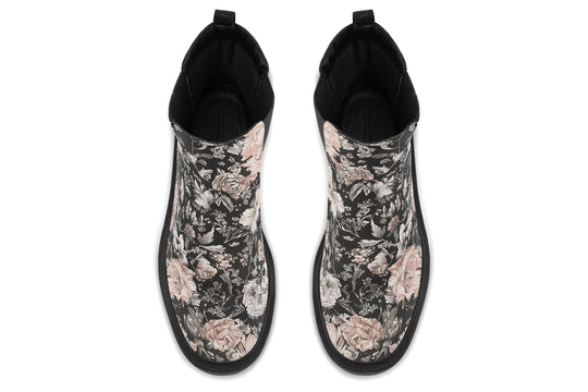 Vintage Peonies Platform Chelsea Boots
