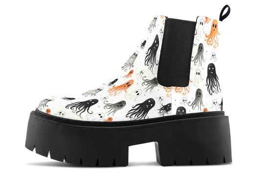 White Deep Haunting Platform Chelsea Boots