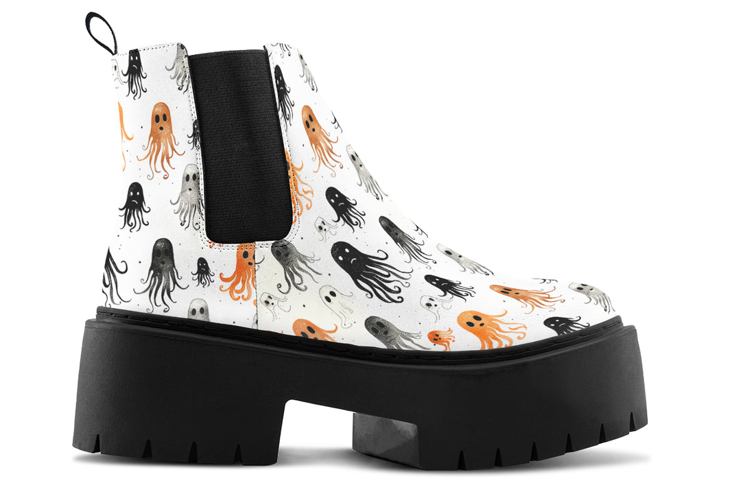 White Deep Haunting Platform Chelsea Boots