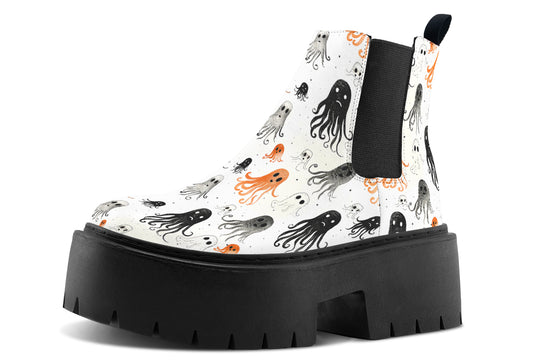 White Deep Haunting Platform Chelsea Boots