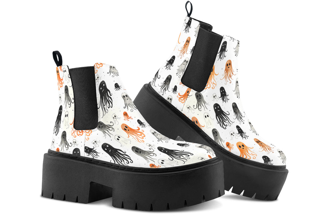 White Deep Haunting Platform Chelsea Boots