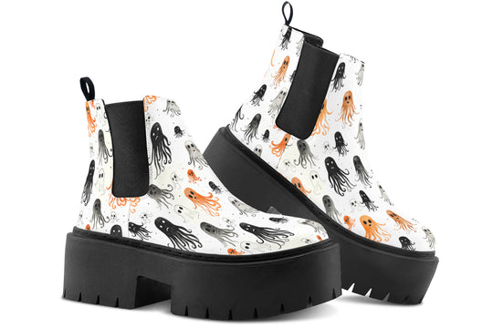 White Deep Haunting Platform Chelsea Boots