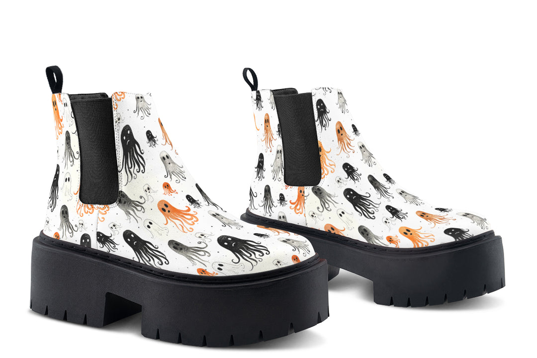 White Deep Haunting Platform Chelsea Boots