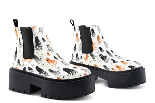White Deep Haunting Platform Chelsea Boots