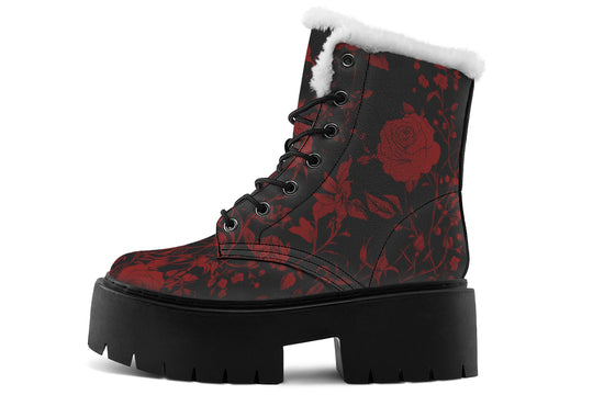 Blood Rose Romance Platform Winter Boots