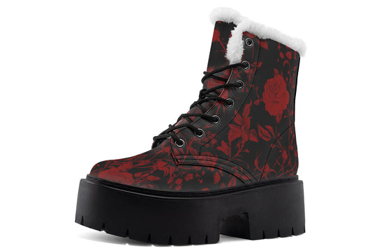 Blood Rose Romance Platform Winter Boots