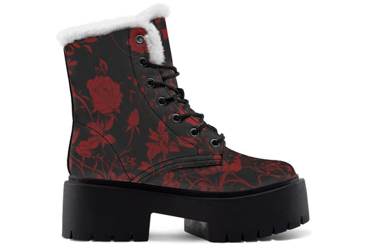 Blood Rose Romance Platform Winter Boots