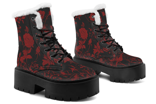 Blood Rose Romance Platform Winter Boots