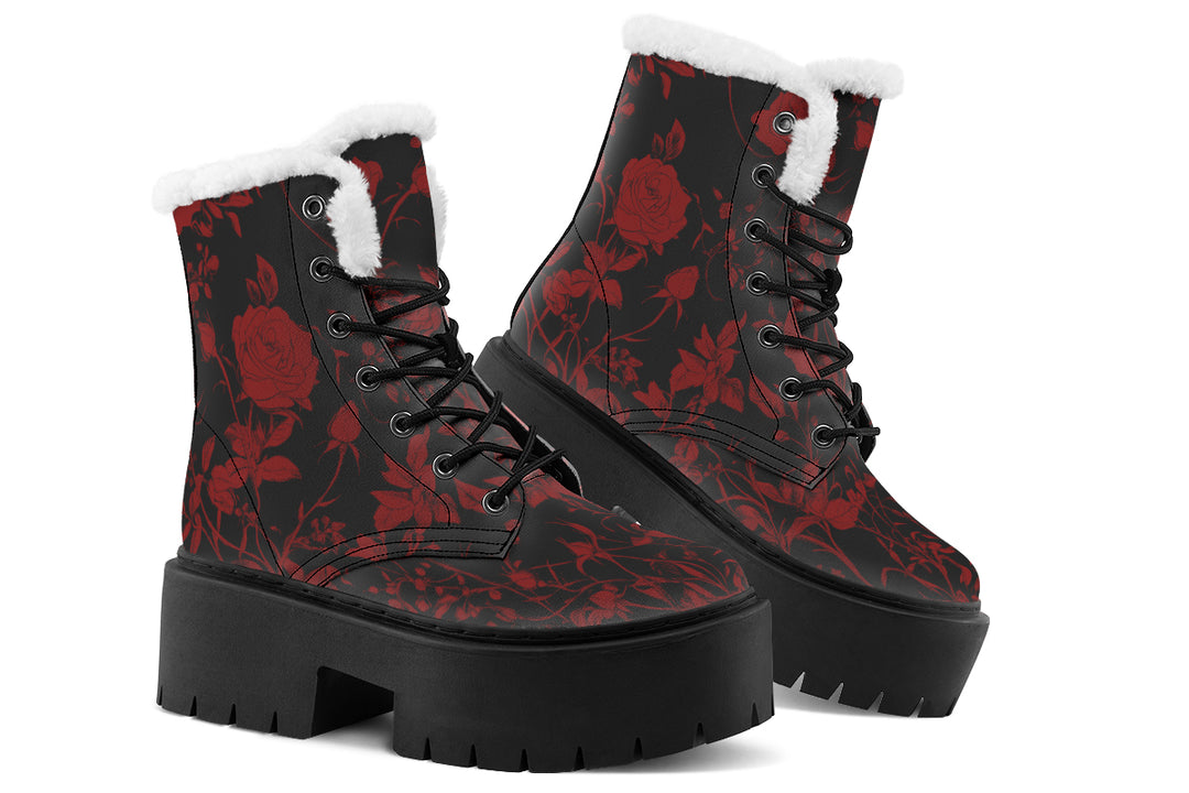 Blood Rose Romance Platform Winter Boots