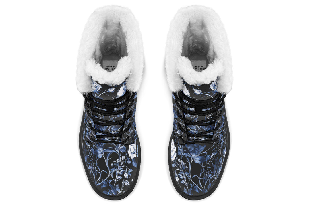 Blue Rose Romance Platform Winter Boots